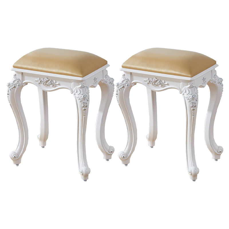 Vintage PU Leather Ottoman Plain Rectangle Stain Resistant Pouf Chair Gold Silver 2 Piece Set Clearhalo 'furn' 'furn_ottomans_poufs' 'Furniture' 'Living Room Furniture' 'Ottomans & Poufs' 'ottomans_poufs' 5851398