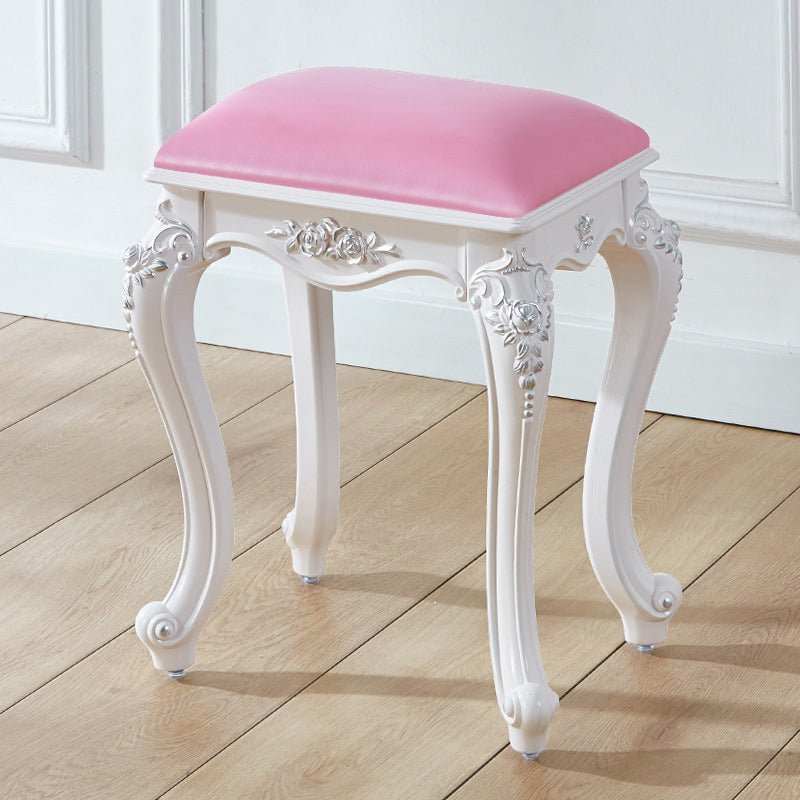 Vintage PU Leather Ottoman Plain Rectangle Stain Resistant Pouf Chair Pink-Silver 1 Piece Clearhalo 'furn' 'furn_ottomans_poufs' 'Furniture' 'Living Room Furniture' 'Ottomans & Poufs' 'ottomans_poufs' 5851400