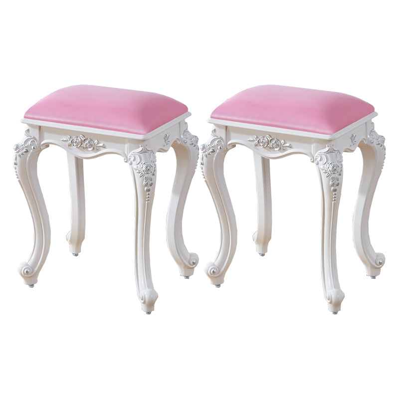 Vintage PU Leather Ottoman Plain Rectangle Stain Resistant Pouf Chair Pink-Silver 2 Piece Set Clearhalo 'furn' 'furn_ottomans_poufs' 'Furniture' 'Living Room Furniture' 'Ottomans & Poufs' 'ottomans_poufs' 5851401