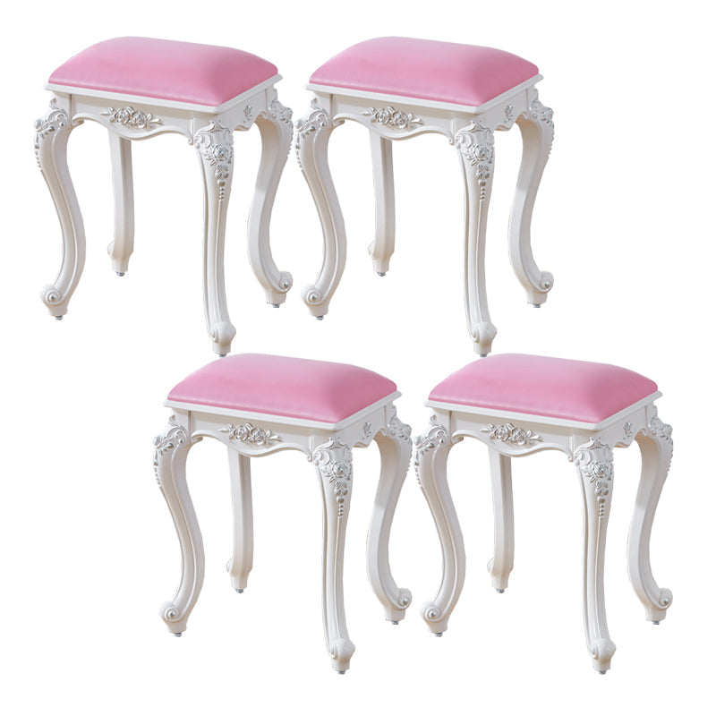 Vintage PU Leather Ottoman Plain Rectangle Stain Resistant Pouf Chair Pink-Silver 4 Piece Set Clearhalo 'furn' 'furn_ottomans_poufs' 'Furniture' 'Living Room Furniture' 'Ottomans & Poufs' 'ottomans_poufs' 5851402