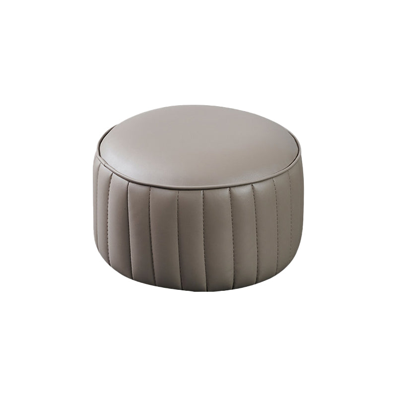 Modern Round Ottoman Pouf Genuine Leather Solid Water Resistant Ottoman for Children Brown 1 Piece Clearhalo 'furn' 'furn_ottomans_poufs' 'Furniture' 'Living Room Furniture' 'Ottomans & Poufs' 'ottomans_poufs' 5851414