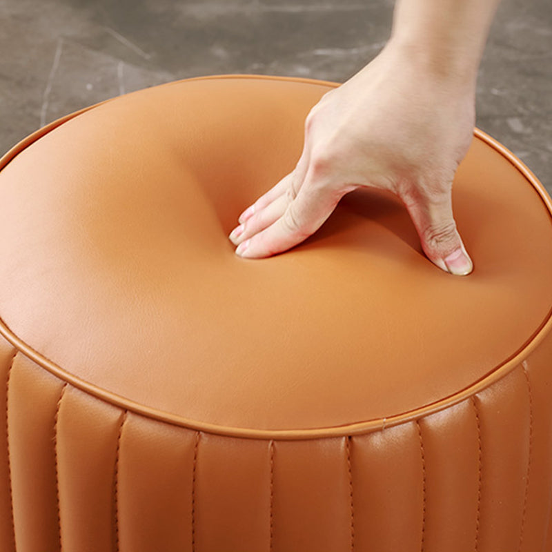 Modern Round Ottoman Pouf Genuine Leather Solid Water Resistant Ottoman for Children Clearhalo 'furn' 'furn_ottomans_poufs' 'Furniture' 'Living Room Furniture' 'Ottomans & Poufs' 'ottomans_poufs' 5851419