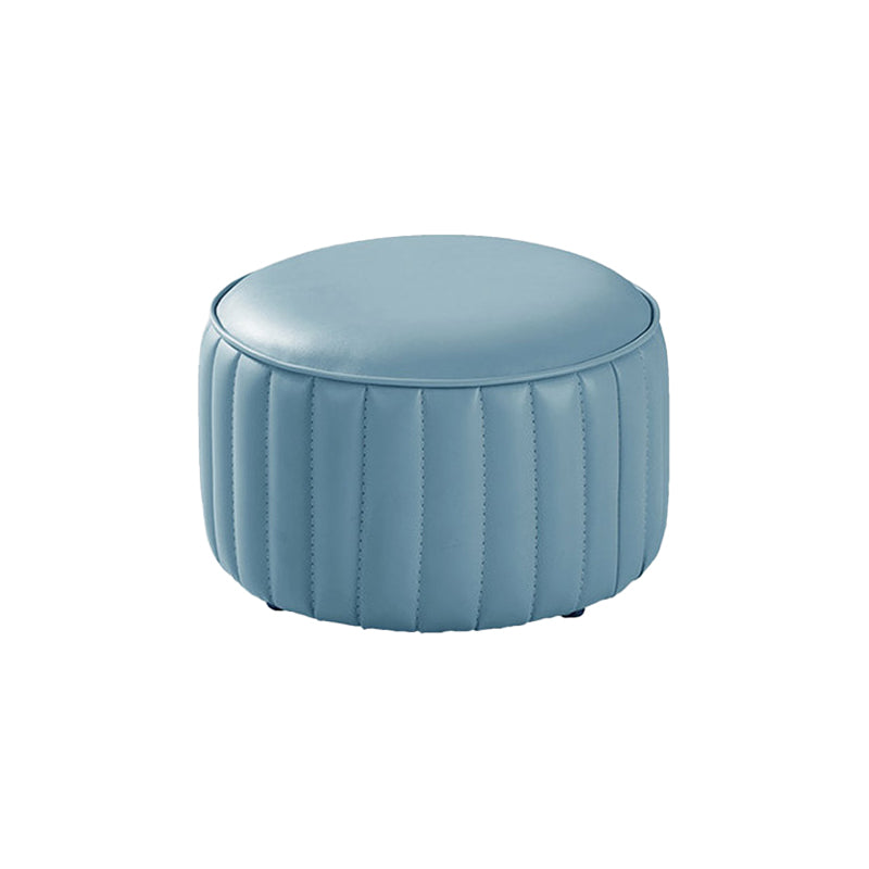 Modern Round Ottoman Pouf Genuine Leather Solid Water Resistant Ottoman for Children Blue 1 Piece Clearhalo 'furn' 'furn_ottomans_poufs' 'Furniture' 'Living Room Furniture' 'Ottomans & Poufs' 'ottomans_poufs' 5851420
