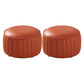 Modern Round Ottoman Pouf Genuine Leather Solid Water Resistant Ottoman for Children Orange 2 Piece Set Clearhalo 'furn' 'furn_ottomans_poufs' 'Furniture' 'Living Room Furniture' 'Ottomans & Poufs' 'ottomans_poufs' 5851427