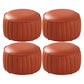 Modern Round Ottoman Pouf Genuine Leather Solid Water Resistant Ottoman for Children Orange 4 Piece Set Clearhalo 'furn' 'furn_ottomans_poufs' 'Furniture' 'Living Room Furniture' 'Ottomans & Poufs' 'ottomans_poufs' 5851428