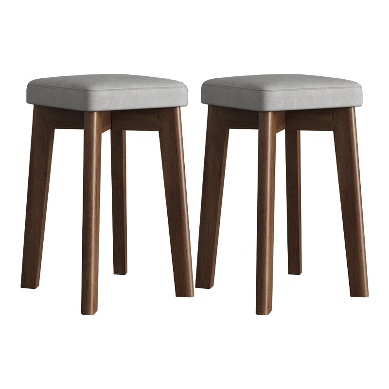 Wood Pouf Contemporary Square Solid Color Ottoman with Wooden Feet