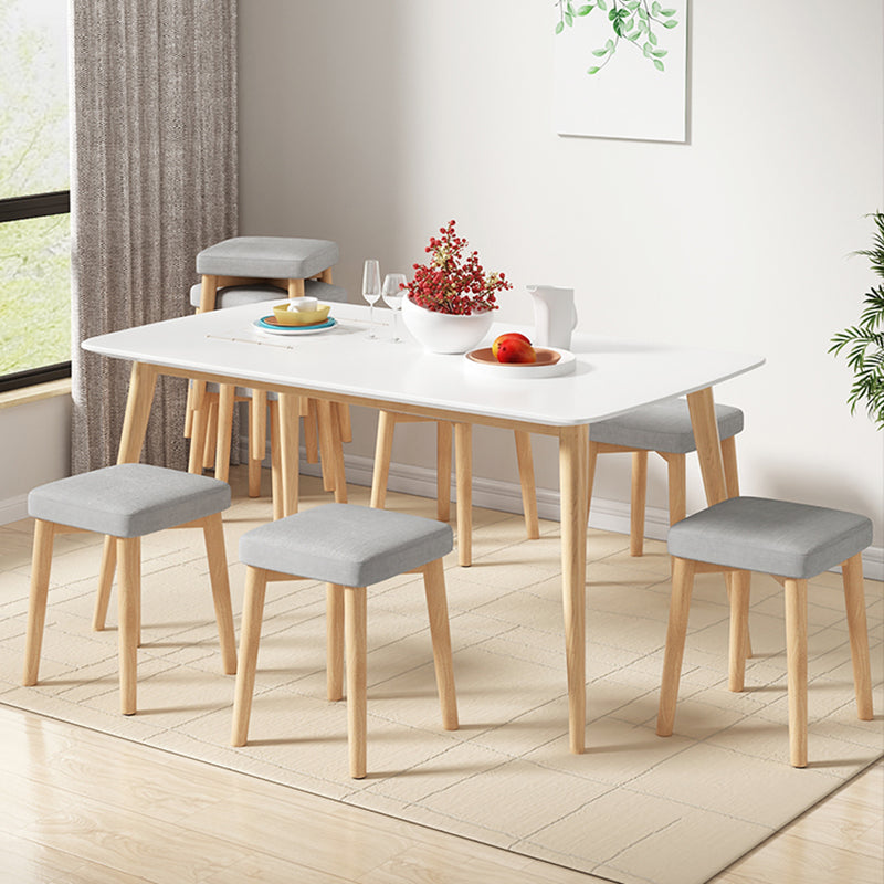 Wood Pouf Contemporary Square Solid Color Ottoman with Wooden Feet