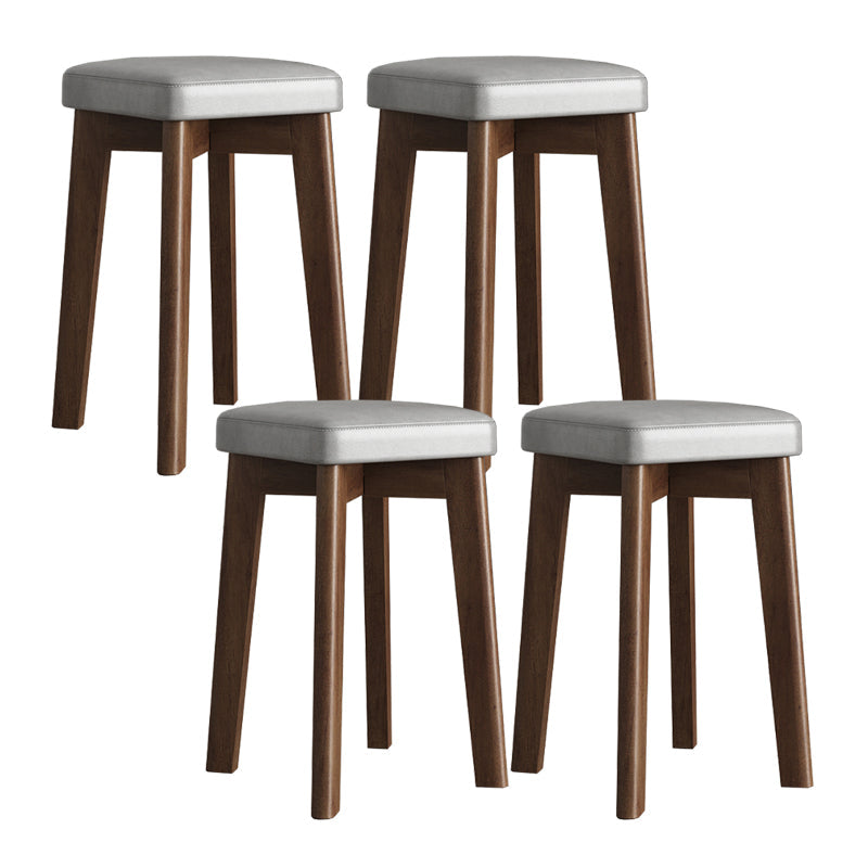 Wood Pouf Contemporary Square Solid Color Ottoman with Wooden Feet