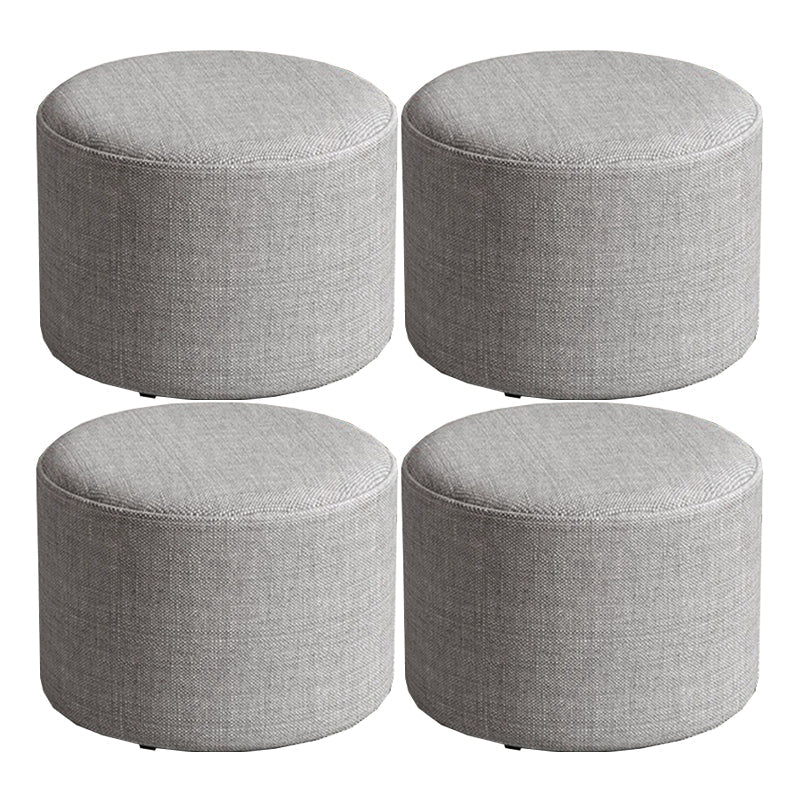Contemporary Footstool Ottoman Fabric Upholstered Solid Color Round Ottoman 11"L x 11"W x 8"H Light Gray 4 Piece Set Clearhalo 'furn' 'furn_ottomans_poufs' 'Furniture' 'Living Room Furniture' 'Ottomans & Poufs' 'ottomans_poufs' 5851461