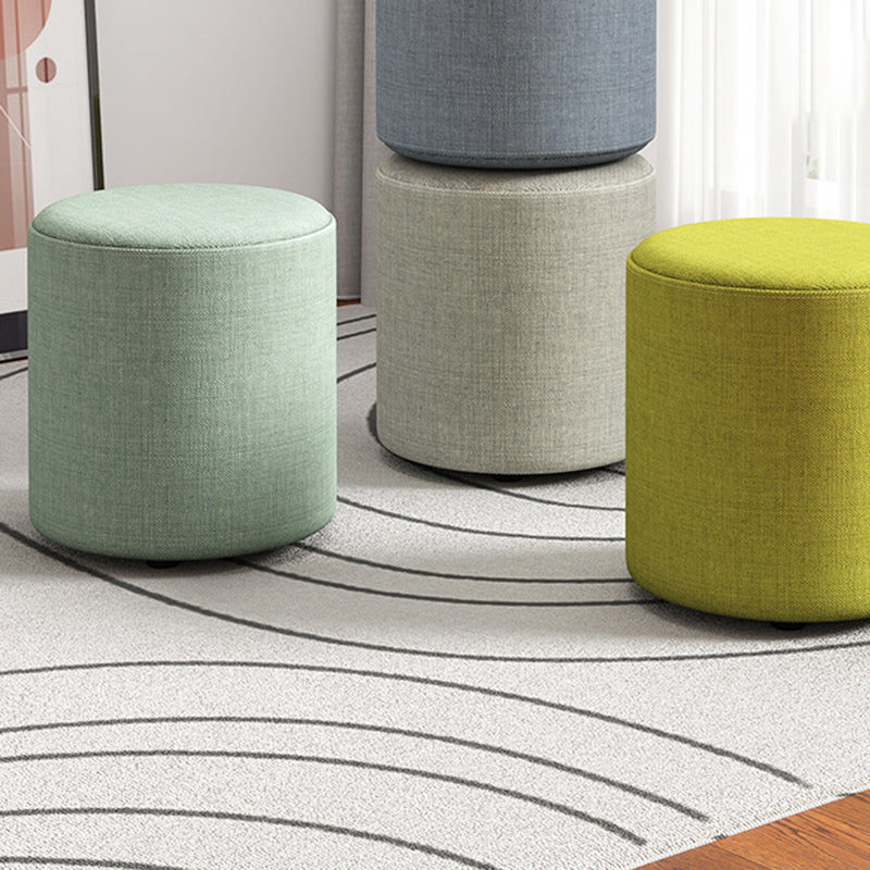 Contemporary Footstool Ottoman Fabric Upholstered Solid Color Round Ottoman Clearhalo 'furn' 'furn_ottomans_poufs' 'Furniture' 'Living Room Furniture' 'Ottomans & Poufs' 'ottomans_poufs' 5851475