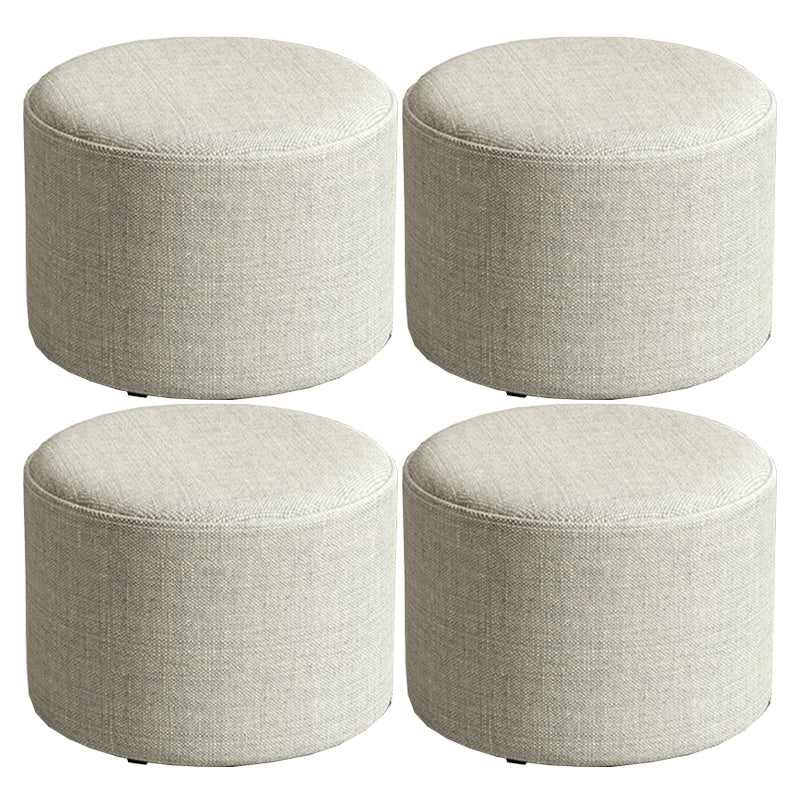 Contemporary Footstool Ottoman Fabric Upholstered Solid Color Round Ottoman 11"L x 11"W x 8"H Khaki 4 Piece Set Clearhalo 'furn' 'furn_ottomans_poufs' 'Furniture' 'Living Room Furniture' 'Ottomans & Poufs' 'ottomans_poufs' 5851478