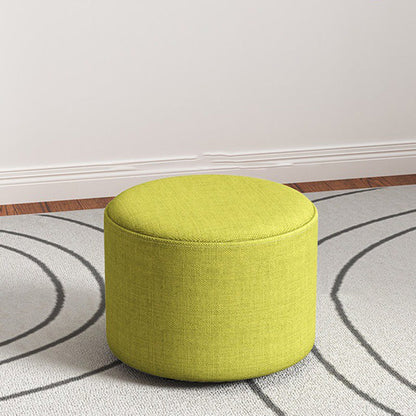 Contemporary Footstool Ottoman Fabric Upholstered Solid Color Round Ottoman 11"L x 11"W x 8"H Yellow-Green 1 Piece Clearhalo 'furn' 'furn_ottomans_poufs' 'Furniture' 'Living Room Furniture' 'Ottomans & Poufs' 'ottomans_poufs' 5851479