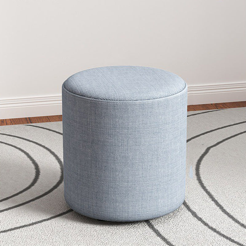 Contemporary Footstool Ottoman Fabric Upholstered Solid Color Round Ottoman 11"L x 11"W x 11"H Blue 1 Piece Clearhalo 'furn' 'furn_ottomans_poufs' 'Furniture' 'Living Room Furniture' 'Ottomans & Poufs' 'ottomans_poufs' 5851485