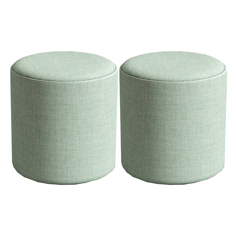 Contemporary Footstool Ottoman Fabric Upholstered Solid Color Round Ottoman 11"L x 11"W x 11"H Green 2 Piece Set Clearhalo 'furn' 'furn_ottomans_poufs' 'Furniture' 'Living Room Furniture' 'Ottomans & Poufs' 'ottomans_poufs' 5851489