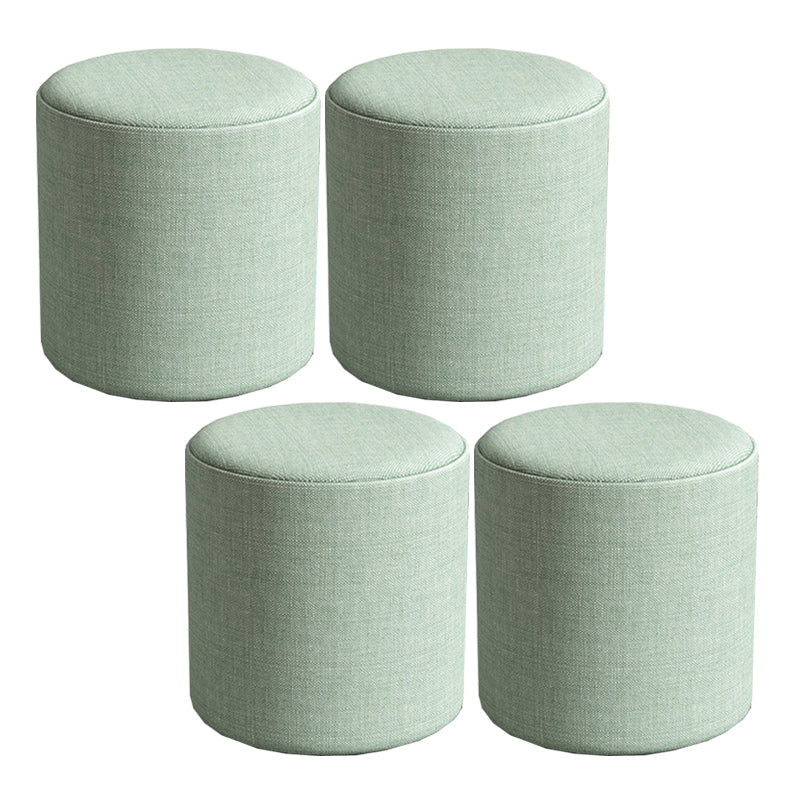 Contemporary Footstool Ottoman Fabric Upholstered Solid Color Round Ottoman 11"L x 11"W x 11"H Green 4 Piece Set Clearhalo 'furn' 'furn_ottomans_poufs' 'Furniture' 'Living Room Furniture' 'Ottomans & Poufs' 'ottomans_poufs' 5851490