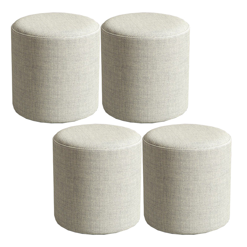 Contemporary Footstool Ottoman Fabric Upholstered Solid Color Round Ottoman 11"L x 11"W x 11"H Khaki 4 Piece Set Clearhalo 'furn' 'furn_ottomans_poufs' 'Furniture' 'Living Room Furniture' 'Ottomans & Poufs' 'ottomans_poufs' 5851493