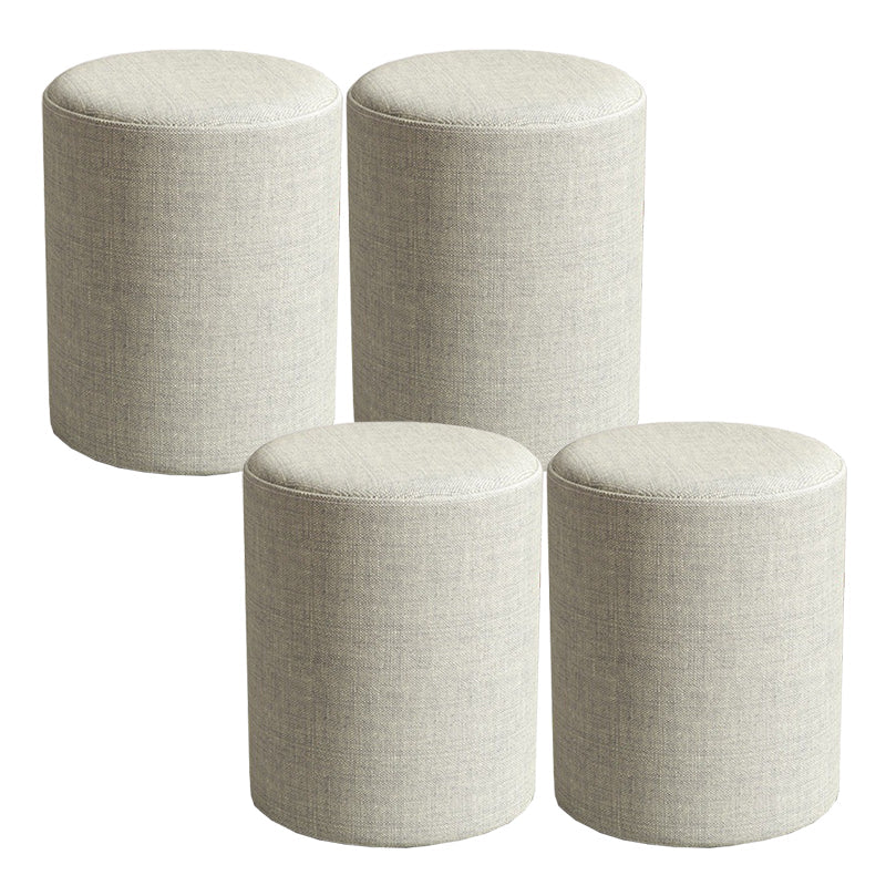 Contemporary Footstool Ottoman Fabric Upholstered Solid Color Round Ottoman 11"L x 11"W x 14"H Khaki 4 Piece Set Clearhalo 'furn' 'furn_ottomans_poufs' 'Furniture' 'Living Room Furniture' 'Ottomans & Poufs' 'ottomans_poufs' 5851508