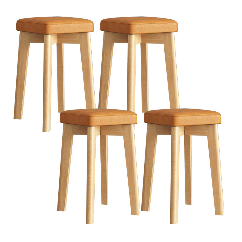 Cube Ottoman Mid-Century Modern Square Pure Color Faux Leather Stain Resistant Ottoman