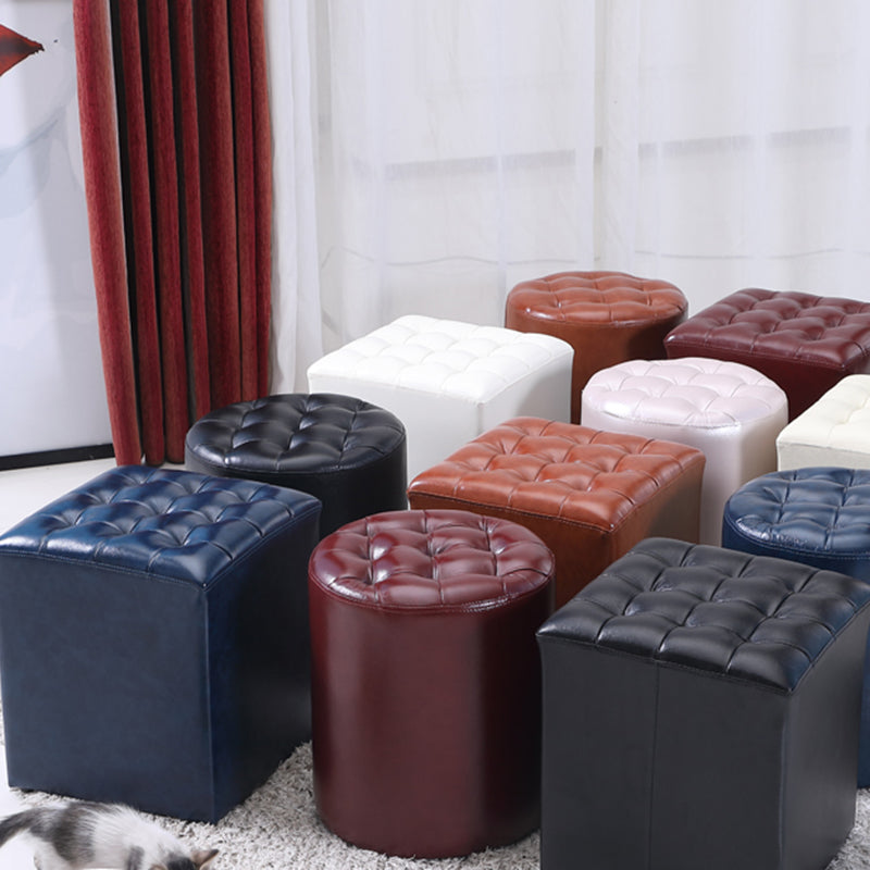 Genuine Leather Ottoman Tufted Square Whole Colored Water Resistant Cube Ottoman Clearhalo 'furn' 'furn_ottomans_poufs' 'Furniture' 'Living Room Furniture' 'Ottomans & Poufs' 'ottomans_poufs' 5851575