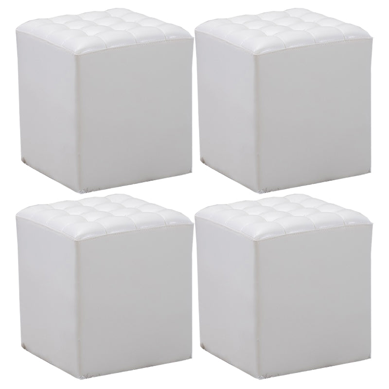 Genuine Leather Ottoman Tufted Square Whole Colored Water Resistant Cube Ottoman White 4 Piece Set Clearhalo 'furn' 'furn_ottomans_poufs' 'Furniture' 'Living Room Furniture' 'Ottomans & Poufs' 'ottomans_poufs' 5851586