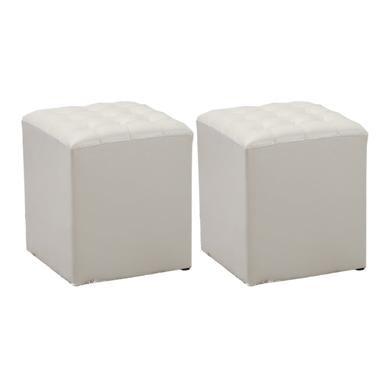 Genuine Leather Ottoman Tufted Square Whole Colored Water Resistant Cube Ottoman Yellow 2 Piece Set Clearhalo 'furn' 'furn_ottomans_poufs' 'Furniture' 'Living Room Furniture' 'Ottomans & Poufs' 'ottomans_poufs' 5851595