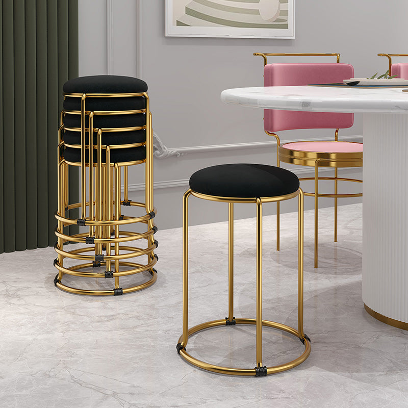 Tela otomana contemporánea marco de metal tapizado otomano redondo