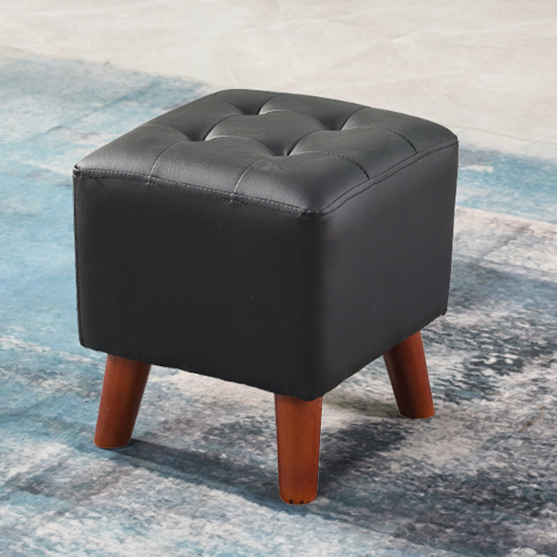 Dark Brown Leather Standard Square Stain Resistant Indoor Standard Black 1 Piece Clearhalo 'furn' 'furn_ottomans_poufs' 'Furniture' 'Living Room Furniture' 'Ottomans & Poufs' 'ottomans_poufs' 5851713
