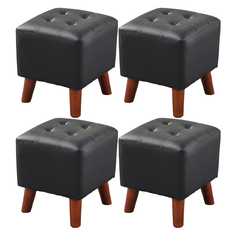 Dark Brown Leather Standard Square Stain Resistant Indoor Standard Black 4 Piece Set Clearhalo 'furn' 'furn_ottomans_poufs' 'Furniture' 'Living Room Furniture' 'Ottomans & Poufs' 'ottomans_poufs' 5851717
