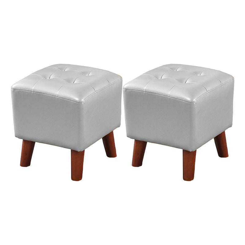 Dark Brown Leather Standard Square Stain Resistant Indoor Standard Grey 2 Piece Set Clearhalo 'furn' 'furn_ottomans_poufs' 'Furniture' 'Living Room Furniture' 'Ottomans & Poufs' 'ottomans_poufs' 5851721