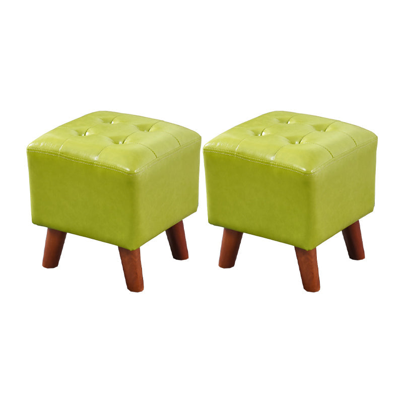 Dark Brown Leather Standard Square Stain Resistant Indoor Standard Green 2 Piece Set Clearhalo 'furn' 'furn_ottomans_poufs' 'Furniture' 'Living Room Furniture' 'Ottomans & Poufs' 'ottomans_poufs' 5851730