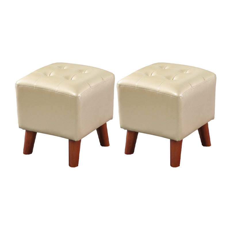 Dark Brown Leather Standard Square Stain Resistant Indoor Standard Champagne 2 Piece Set Clearhalo 'furn' 'furn_ottomans_poufs' 'Furniture' 'Living Room Furniture' 'Ottomans & Poufs' 'ottomans_poufs' 5851733