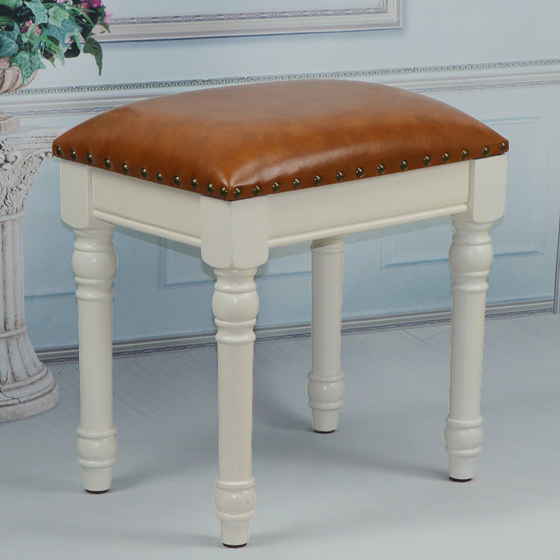 French Country Ottoman Rectangle Standard with Nailhead Trim Faux Leather Solid Ottoman Yellow 1 Piece Beige Clearhalo 'furn' 'furn_ottomans_poufs' 'Furniture' 'Living Room Furniture' 'Ottomans & Poufs' 'ottomans_poufs' 5851755