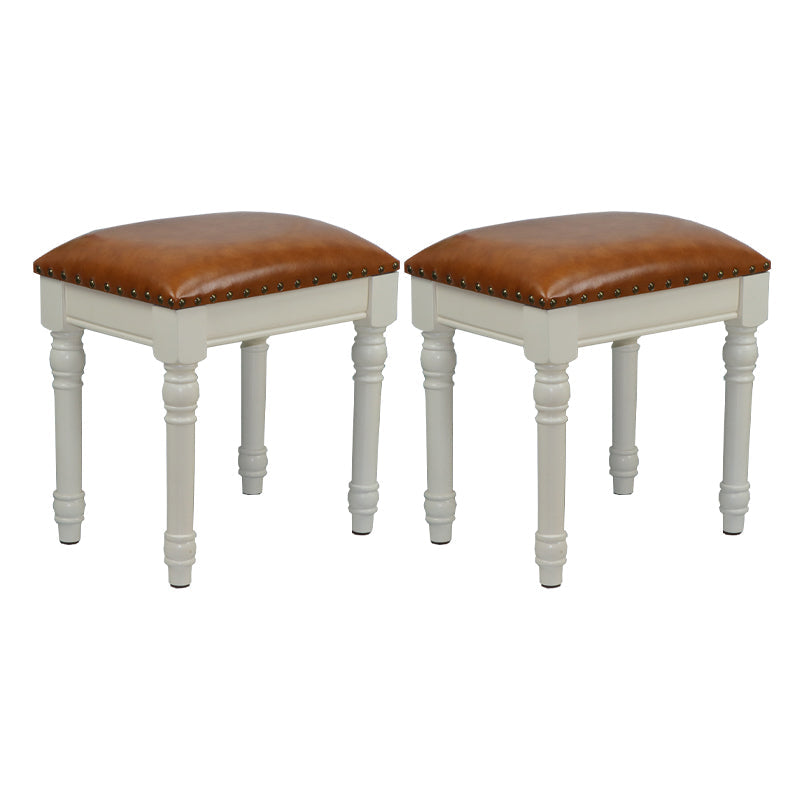 French Country Ottoman Rectangle Standard with Nailhead Trim Faux Leather Solid Ottoman Yellow 2 Piece Set Beige Clearhalo 'furn' 'furn_ottomans_poufs' 'Furniture' 'Living Room Furniture' 'Ottomans & Poufs' 'ottomans_poufs' 5851756