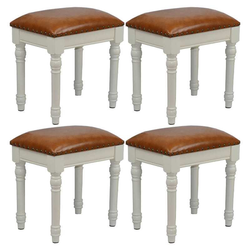 French Country Ottoman Rectangle Standard with Nailhead Trim Faux Leather Solid Ottoman Yellow 4 Piece Set Beige Clearhalo 'furn' 'furn_ottomans_poufs' 'Furniture' 'Living Room Furniture' 'Ottomans & Poufs' 'ottomans_poufs' 5851758