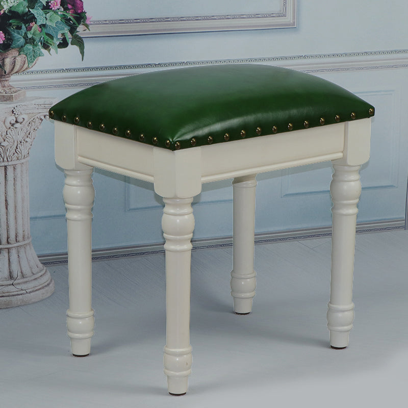 French Country Ottoman Rectangle Standard with Nailhead Trim Faux Leather Solid Ottoman Green 1 Piece Beige Clearhalo 'furn' 'furn_ottomans_poufs' 'Furniture' 'Living Room Furniture' 'Ottomans & Poufs' 'ottomans_poufs' 5851760