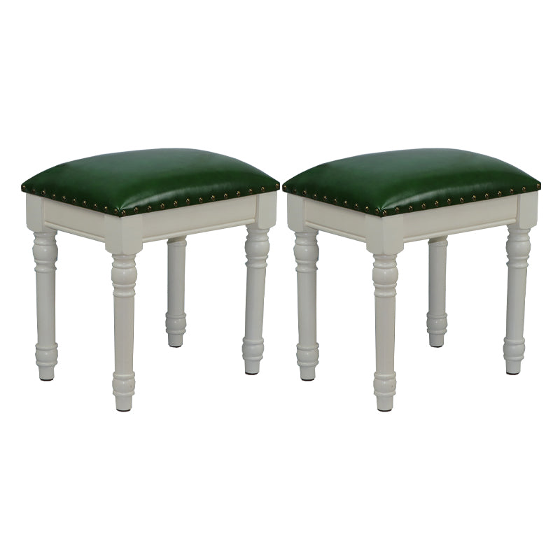 French Country Ottoman Rectangle Standard with Nailhead Trim Faux Leather Solid Ottoman Green 2 Piece Set Beige Clearhalo 'furn' 'furn_ottomans_poufs' 'Furniture' 'Living Room Furniture' 'Ottomans & Poufs' 'ottomans_poufs' 5851761