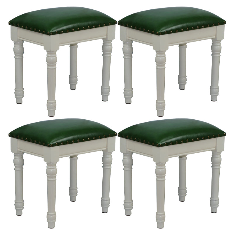 French Country Ottoman Rectangle Standard with Nailhead Trim Faux Leather Solid Ottoman Green 4 Piece Set Beige Clearhalo 'furn' 'furn_ottomans_poufs' 'Furniture' 'Living Room Furniture' 'Ottomans & Poufs' 'ottomans_poufs' 5851762