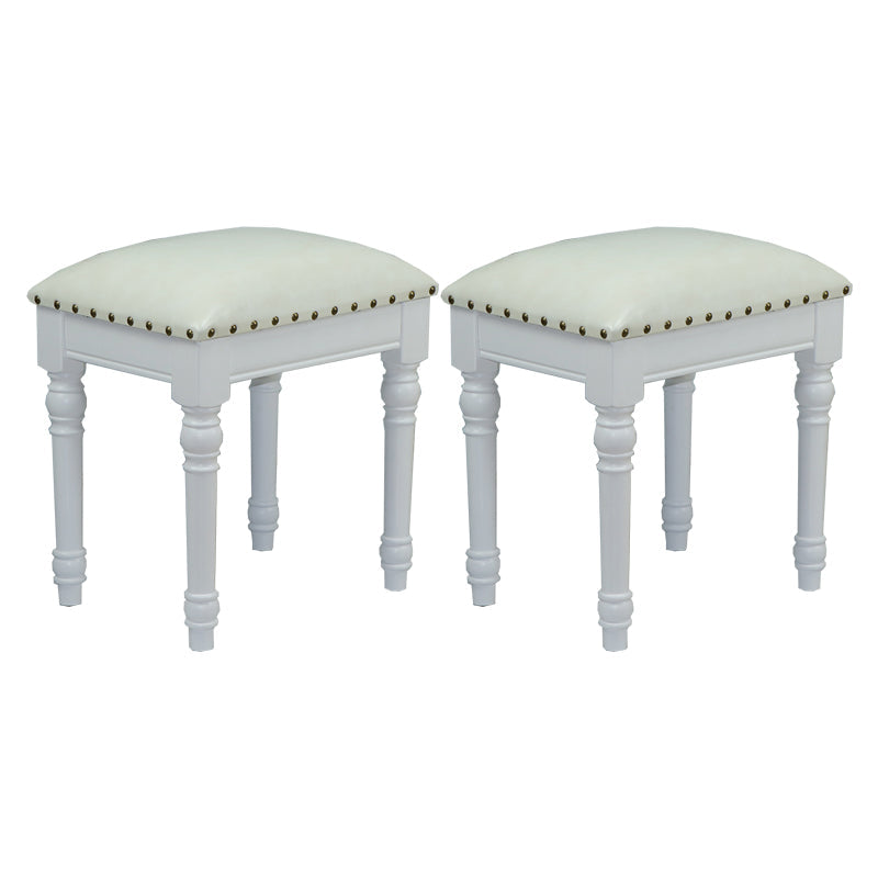 French Country Ottoman Rectangle Standard with Nailhead Trim Faux Leather Solid Ottoman White 2 Piece Set White Clearhalo 'furn' 'furn_ottomans_poufs' 'Furniture' 'Living Room Furniture' 'Ottomans & Poufs' 'ottomans_poufs' 5851770