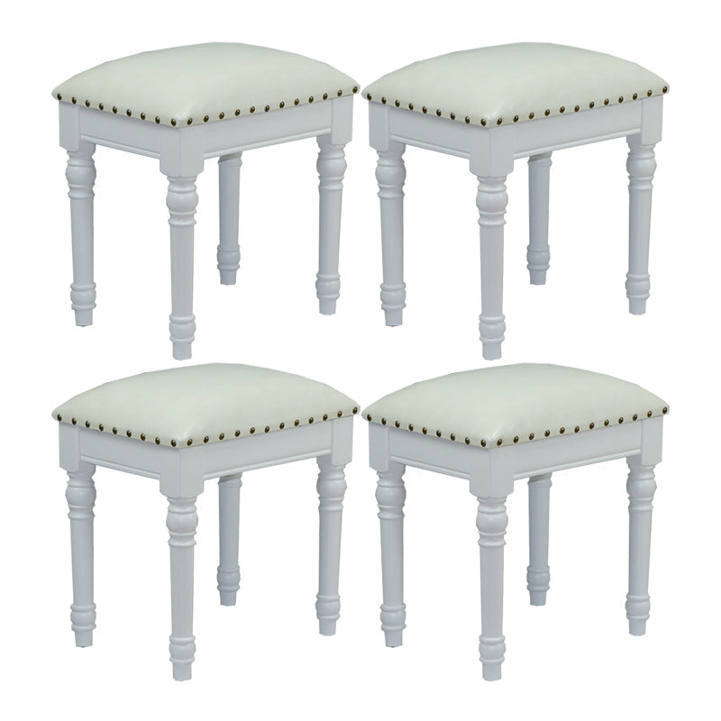 French Country Ottoman Rectangle Standard with Nailhead Trim Faux Leather Solid Ottoman White 4 Piece Set White Clearhalo 'furn' 'furn_ottomans_poufs' 'Furniture' 'Living Room Furniture' 'Ottomans & Poufs' 'ottomans_poufs' 5851771