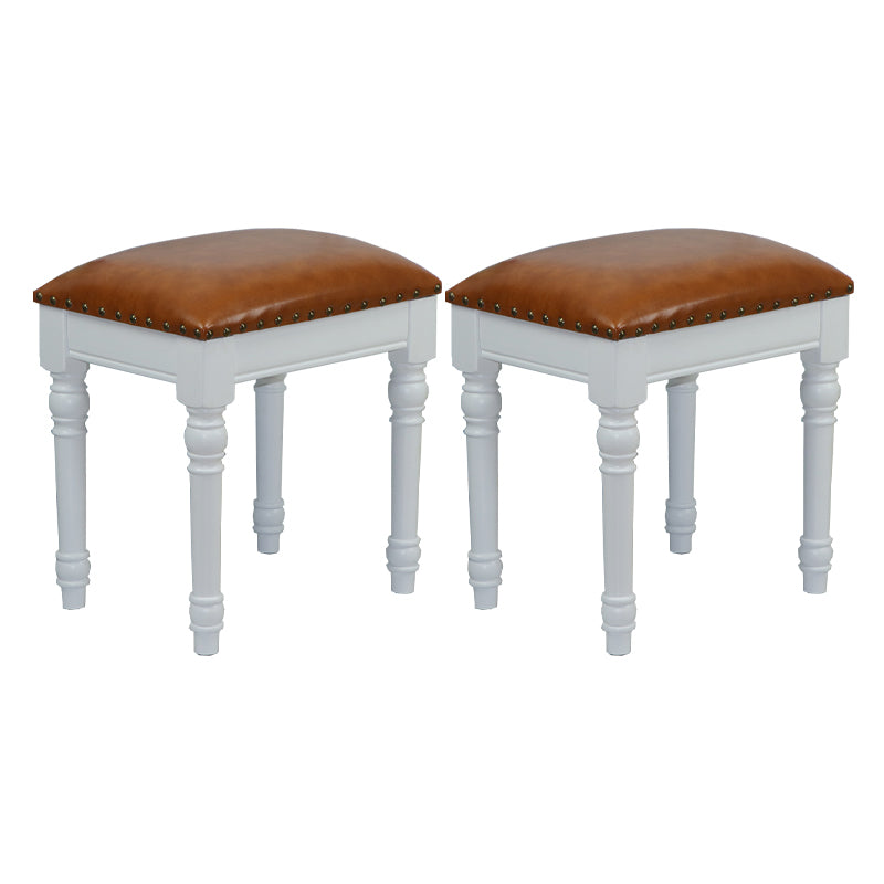 French Country Ottoman Rectangle Standard with Nailhead Trim Faux Leather Solid Ottoman Yellow 2 Piece Set White Clearhalo 'furn' 'furn_ottomans_poufs' 'Furniture' 'Living Room Furniture' 'Ottomans & Poufs' 'ottomans_poufs' 5851773