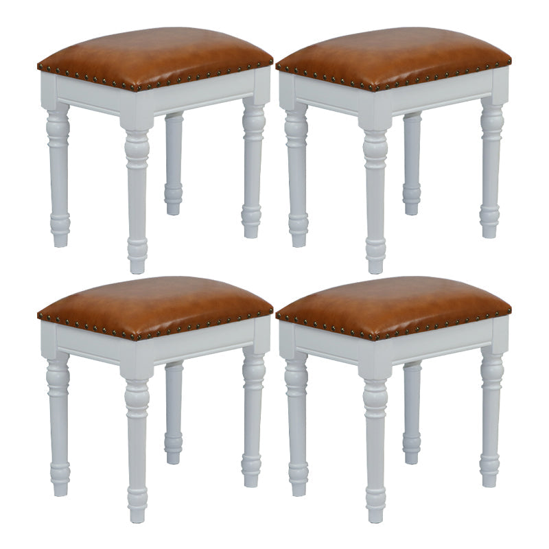 French Country Ottoman Rectangle Standard with Nailhead Trim Faux Leather Solid Ottoman Yellow 4 Piece Set White Clearhalo 'furn' 'furn_ottomans_poufs' 'Furniture' 'Living Room Furniture' 'Ottomans & Poufs' 'ottomans_poufs' 5851774