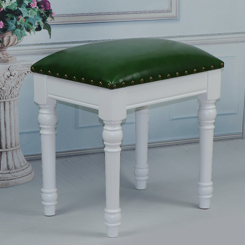 French Country Ottoman Rectangle Standard with Nailhead Trim Faux Leather Solid Ottoman Green 1 Piece White Clearhalo 'furn' 'furn_ottomans_poufs' 'Furniture' 'Living Room Furniture' 'Ottomans & Poufs' 'ottomans_poufs' 5851775