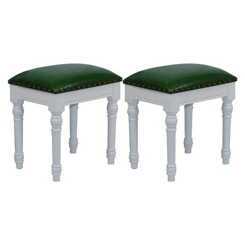 French Country Ottoman Rectangle Standard with Nailhead Trim Faux Leather Solid Ottoman Green 2 Piece Set White Clearhalo 'furn' 'furn_ottomans_poufs' 'Furniture' 'Living Room Furniture' 'Ottomans & Poufs' 'ottomans_poufs' 5851776