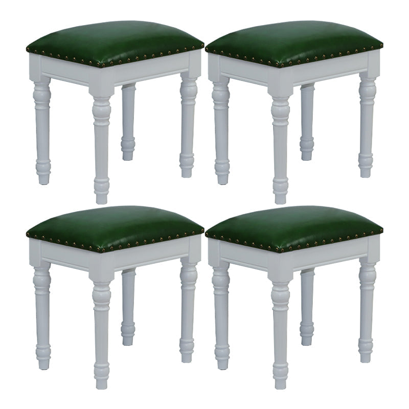 French Country Ottoman Rectangle Standard with Nailhead Trim Faux Leather Solid Ottoman Green 4 Piece Set White Clearhalo 'furn' 'furn_ottomans_poufs' 'Furniture' 'Living Room Furniture' 'Ottomans & Poufs' 'ottomans_poufs' 5851777