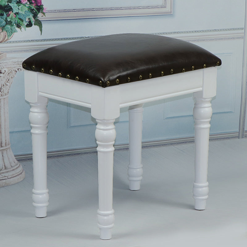 French Country Ottoman Rectangle Standard with Nailhead Trim Faux Leather Solid Ottoman Coffee 1 Piece White Clearhalo 'furn' 'furn_ottomans_poufs' 'Furniture' 'Living Room Furniture' 'Ottomans & Poufs' 'ottomans_poufs' 5851778