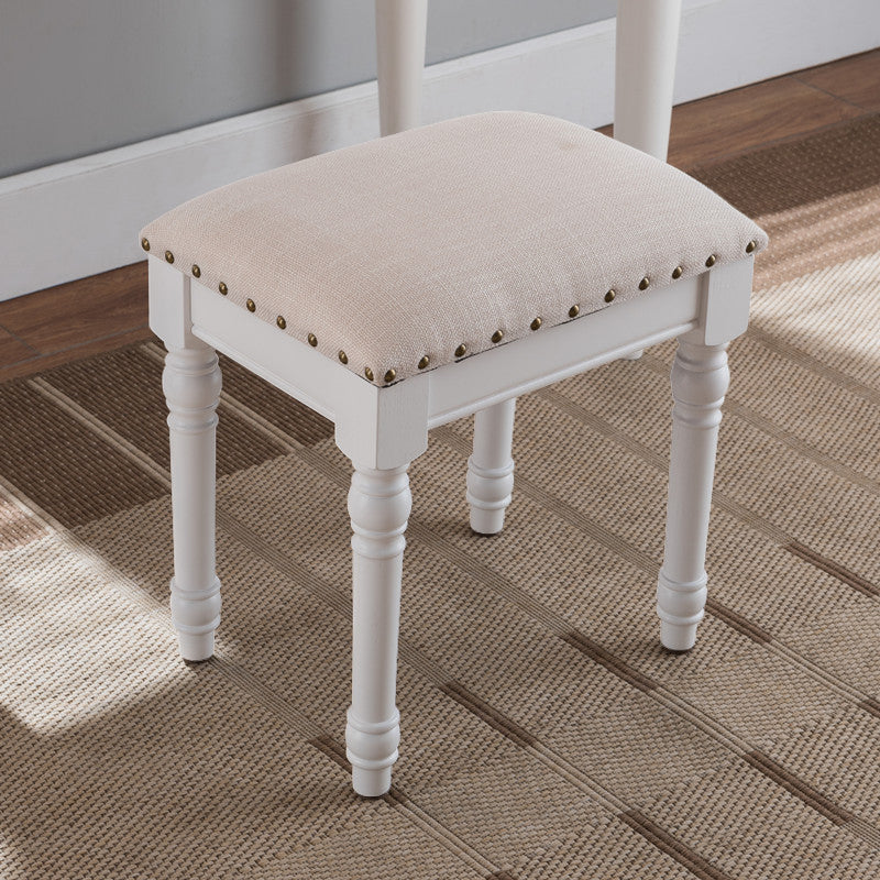 French Country Ottoman Rectangle Standard with Nailhead Trim Faux Leather Solid Ottoman Beige 1 Piece White Clearhalo 'furn' 'furn_ottomans_poufs' 'Furniture' 'Living Room Furniture' 'Ottomans & Poufs' 'ottomans_poufs' 5851781