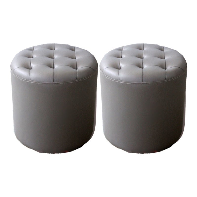 Modern Dark Brown Cube Solid Color Square Leather for Living Room Grey Round 2 Piece Set Clearhalo 'furn' 'furn_ottomans_poufs' 'Furniture' 'Living Room Furniture' 'Ottomans & Poufs' 'ottomans_poufs' 5851793