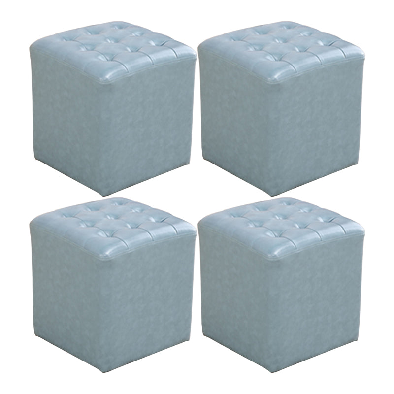 Modern Dark Brown Cube Solid Color Square Leather for Living Room Light Royal Blue Square 4 Piece Set Clearhalo 'furn' 'furn_ottomans_poufs' 'Furniture' 'Living Room Furniture' 'Ottomans & Poufs' 'ottomans_poufs' 5851816