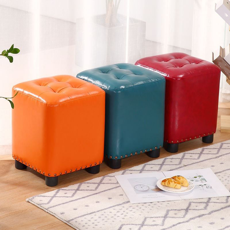 Trendy Leather Ottoman Plain Square Leather Foot Indoor Stool Ottoman Clearhalo 'furn' 'furn_ottomans_poufs' 'Furniture' 'Living Room Furniture' 'Ottomans & Poufs' 'ottomans_poufs' 5851862