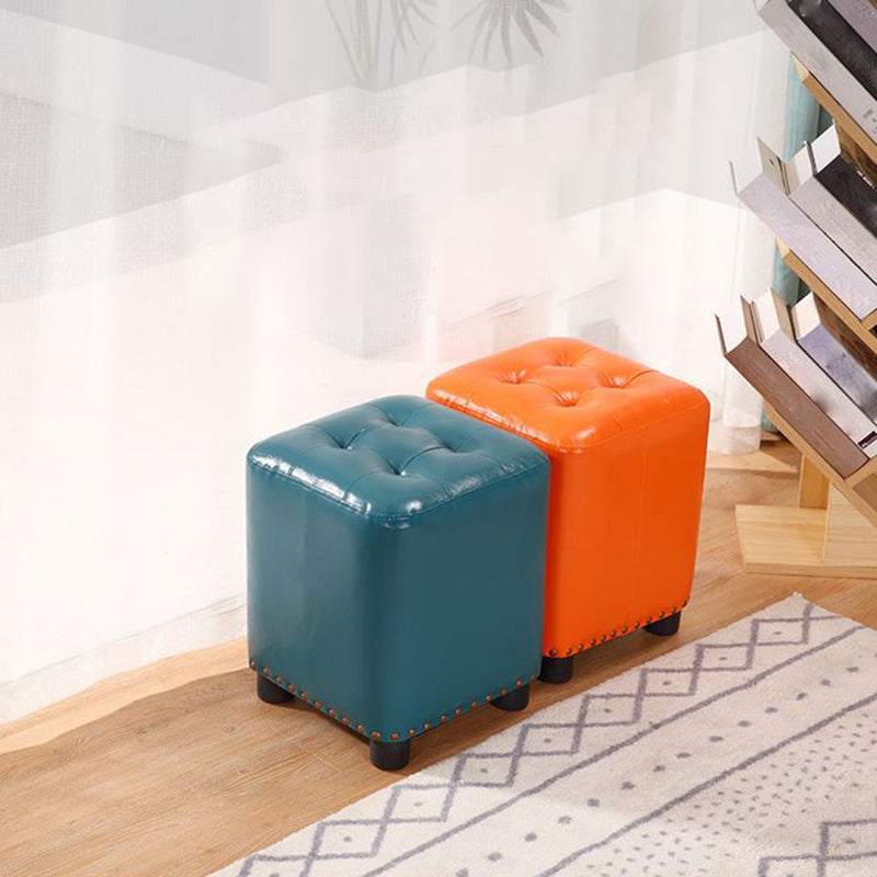 Trendy Leather Ottoman Plain Square Leather Foot Indoor Stool Ottoman Clearhalo 'furn' 'furn_ottomans_poufs' 'Furniture' 'Living Room Furniture' 'Ottomans & Poufs' 'ottomans_poufs' 5851865
